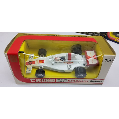 131 - Corgi a boxed Racing Car group including 154 Ronnie Peterson's J.P.S. Lotus 72, 155 Jackie Oliver's ... 