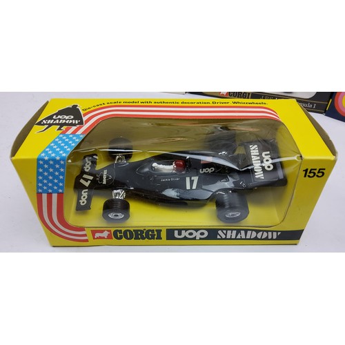 131 - Corgi a boxed Racing Car group including 154 Ronnie Peterson's J.P.S. Lotus 72, 155 Jackie Oliver's ... 