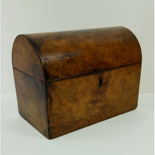 159 - A Victorian domed burr walnut tea caddy, plain design, 22cm width