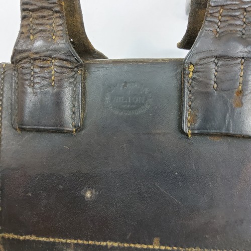 162 - Hunting Interest - An Edwardian leather huntsman's companion, the fitted pouch enclosing a sand... 