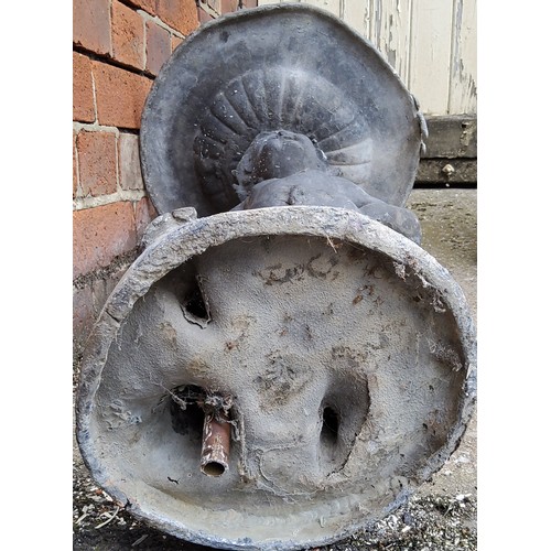 239 - Garden Statutory & Salvage - An early 19th century lead bird bath, the shallow dish surmounted w... 