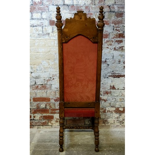 241 - A 19th century Gothic Revival entrance hall chair, arched cresting flanked by foliate spire ears, st... 