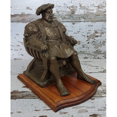 4 - A bronzed seated Henry VIII by D H Morton, Marcus Designs 1984, approx 28cms deep x 23cms wide x 31c... 