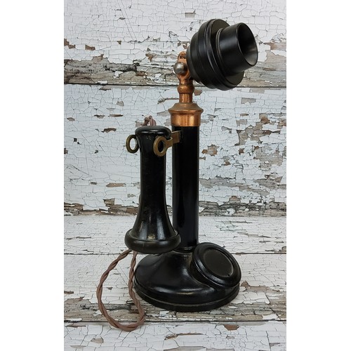 22 - A GPO 150 candlestick telephone Px 25/235 & 150/No. 2 marks, with Bakelite ear piece, highly pol... 