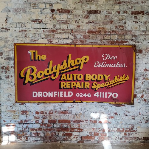 25 - Automobilia - Local Advertisement - a very large mid 20th century hand painted metal sign advertisin... 