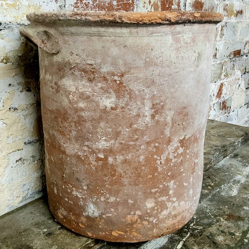 28 - An early English farmhouse pickling jar, quite large, with glazed interior, 38cm high, 33cm diameter