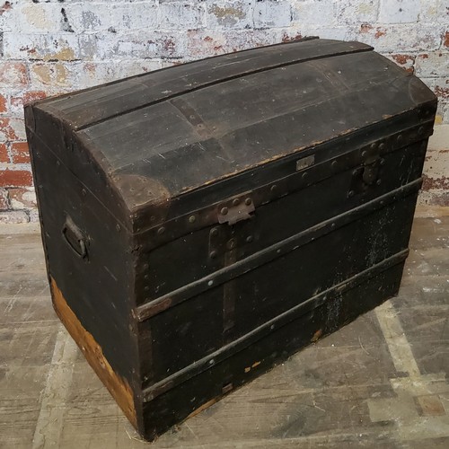 32 - Interior Design - an early 20th century French voyage domed travel trunk with two tiers to Interior,... 