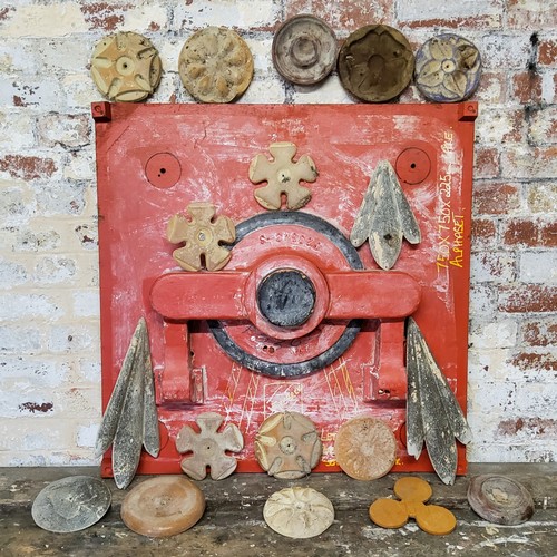 45 - Interior Design - Industrial Salvage - a large hand made engineer's mould, annotated throughout; var... 