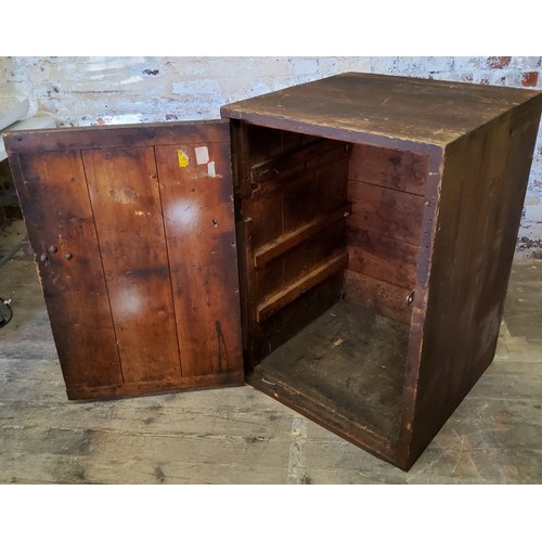 47 - Industrial Design - Salvage - a large factory floor cupboard, planked construction, stained and pain... 