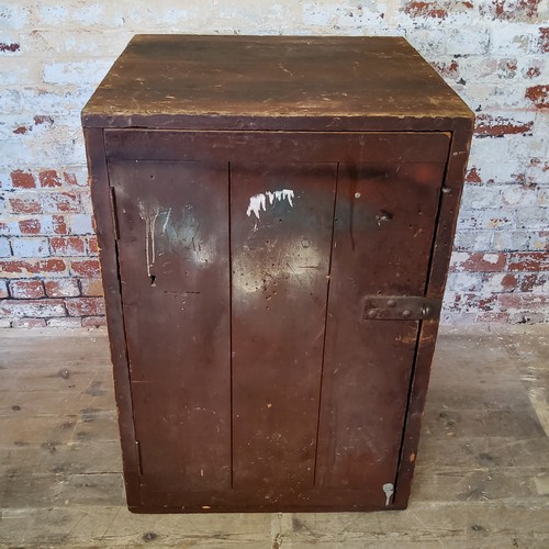 47 - Industrial Design - Salvage - a large factory floor cupboard, planked construction, stained and pain... 