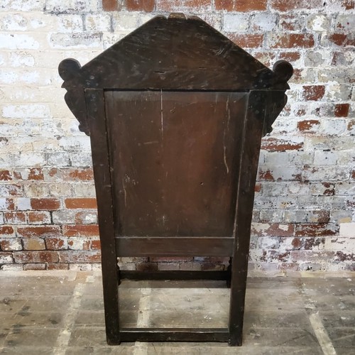 53 - Masonic Interest - A Charles II oak Wainscot Grand Master of ceremony chair / throne c.1680, inlaid ... 