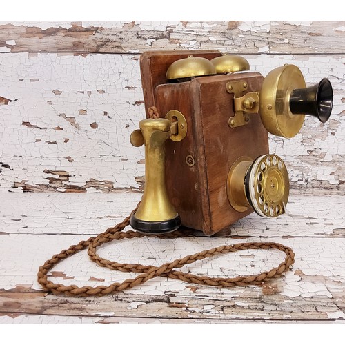 96 - An early 20th century General Post Office telephone with mahogany box, earpiece on cord, speake... 