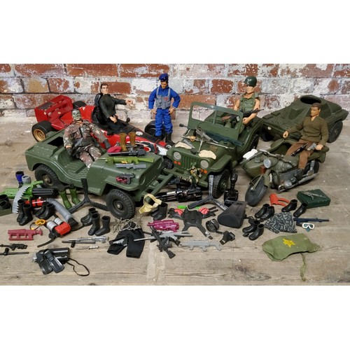 101 - Action Man - a 1976 Cherilea German Africa Korps motorcycle & sidecar, dark green missing spare ... 