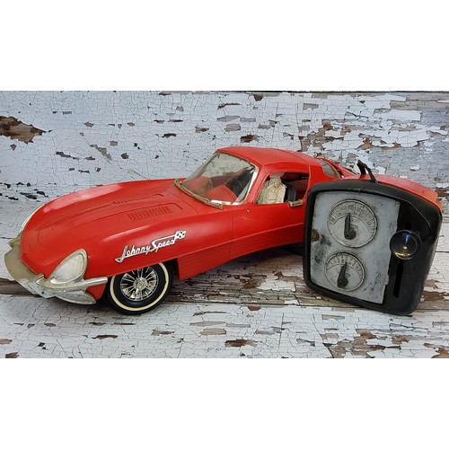 117 - A 1966 Topper Toys Johnny Speed Remote Control Giant Sized Racing Car, red, chrome coloured trim, dr... 