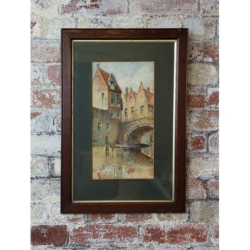 177 - Attributed to Elfreda Gertrude Beaumont (1891-1987)Bridge over the Canalwatercoloursigned 39 x 20cms... 