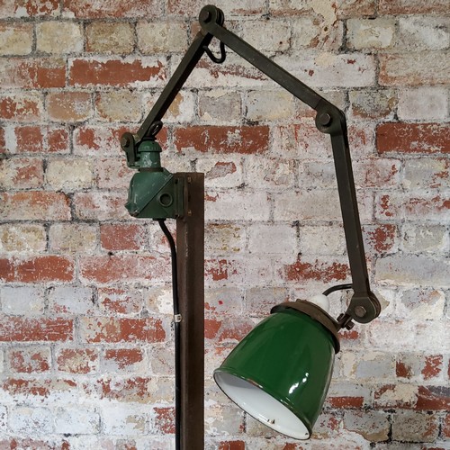 182 - Industrial Design - a factory floor workers freestanding lamp, fabricated heavy gauge steel with ori... 