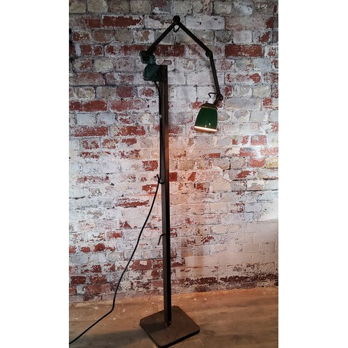 182 - Industrial Design - a factory floor workers freestanding lamp, fabricated heavy gauge steel with ori... 