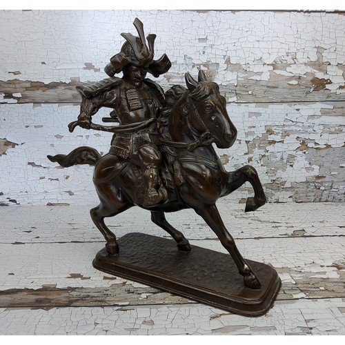 197 - An impressive Japanese bronzed okimono based on the Okazaki Sessei's Kusanoki Masashige monument out... 