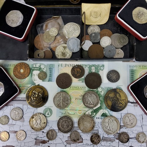 215 - Numismatics - Mixed World Coins - 19th century and later coinage including Napoleon III, early Ameri... 