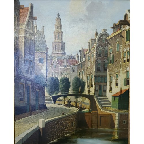 293 - Pieter Cornelis Steenhouwer Dutch (1896-1972) Dutch Town Canal Lockoil on canvas, signed lower ... 