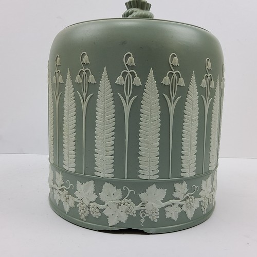 295 - A Wedgwood type cheese dome decorated with elongated fern and snow drop sprigs on base