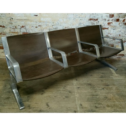 346 - Heathrow Terminal 1 seats, Kusch & Co, wood and chrome, previously purchased at the Heathrow Auc... 