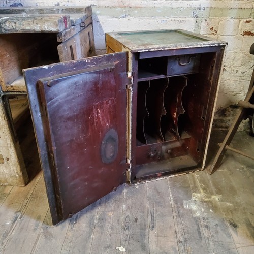 190 - A substantial 19th century floor standing safe with original key, 70cms high x 44.5cms deep x 44cms ... 