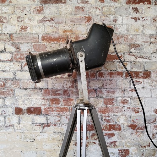 305 - A RAF A Kershaw & Son aluminium tripod, mounted with a Strand Electric spotlight, PAT tested 202... 