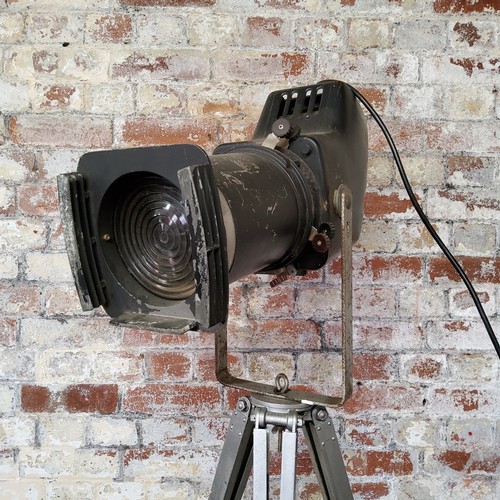 305 - A RAF A Kershaw & Son aluminium tripod, mounted with a Strand Electric spotlight, PAT tested 202... 