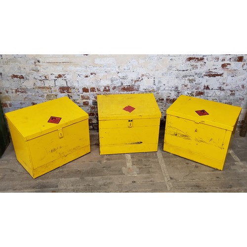 368 - Three yellow van vault boxes (3)