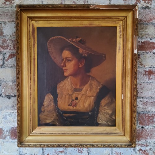 135 - H W Foster 19th centuryportrait of Clarissa Maddock of Brundrett House, Alsageroil on canvas si... 