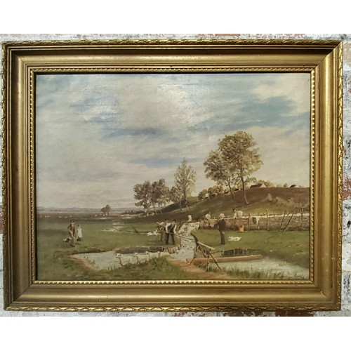 153 - F J FrenchThe Sheep Dipoil on canvassigned & dated 1935, gilt frame 44.5 x 59.5cms... 