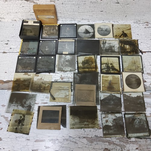 45 - Magic Lantern slides including 23 wild bird slides some colour c.1922 J. Armitage Flatter, boxed; ot... 