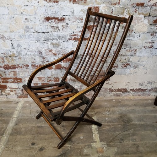 160 - A late Victorian ' Jield's Patent ' folding steamer chair c.1900