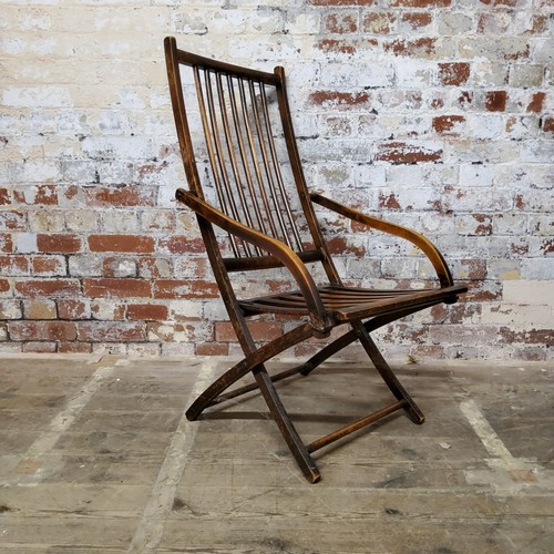 160 - A late Victorian ' Jield's Patent ' folding steamer chair c.1900