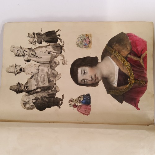 28 - An interesting Victorian scrapbook album, large format, with an imaginative and playful layout inclu... 