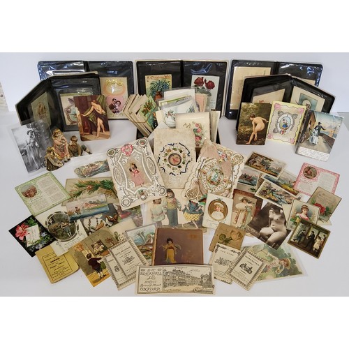 46 - Ephemera - George IV and later - including Victorian and later scrapbook cut outs; Early postcards; ... 