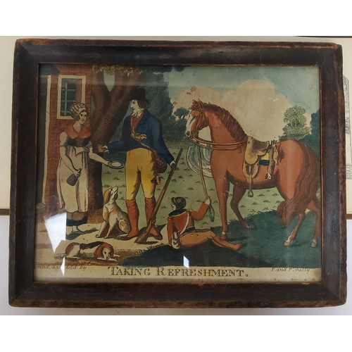 71 - An early 19th century framed book plate 'Taking Refreshment'  published and sold by P and ... 