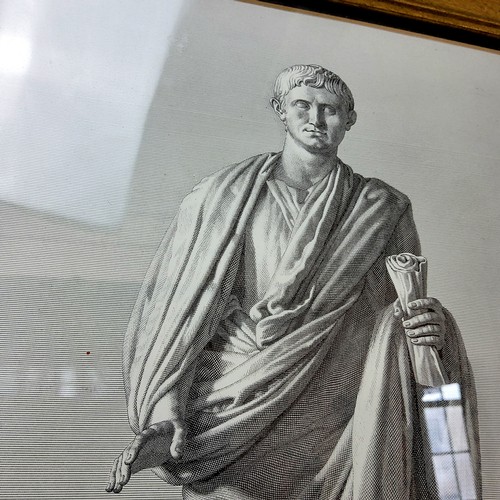 84 - A decorative lithograph of Emperor Augustus, in an ebonised and gilt wood frame 41cm x 50cm