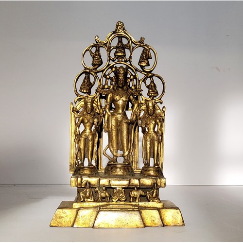 112 - A Chinese gilt-bronze deity shrine, four character marks to reverse, 30cm high