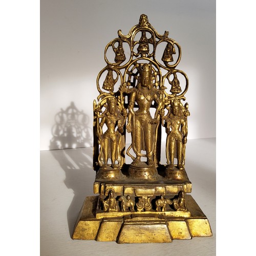 112 - A Chinese gilt-bronze deity shrine, four character marks to reverse, 30cm high