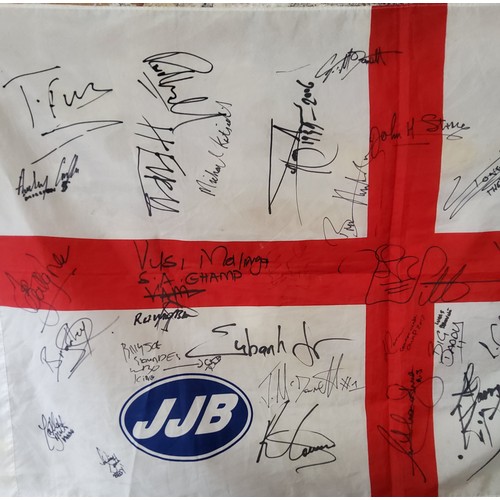 188 - Boxing interest - an England flag signed by World/British/European & Commonwealth champions incl... 