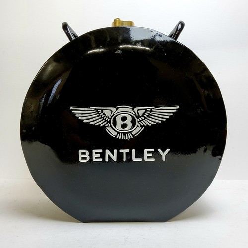 231 - Automobilia & Advertisement - a reproduction Bentley black painted metal fuel can with brass cap... 