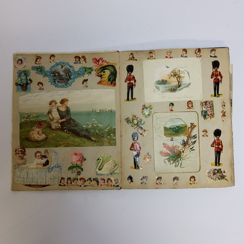 38 - An Edwardian scrap book, each page well layed out including early Victorian inclusions