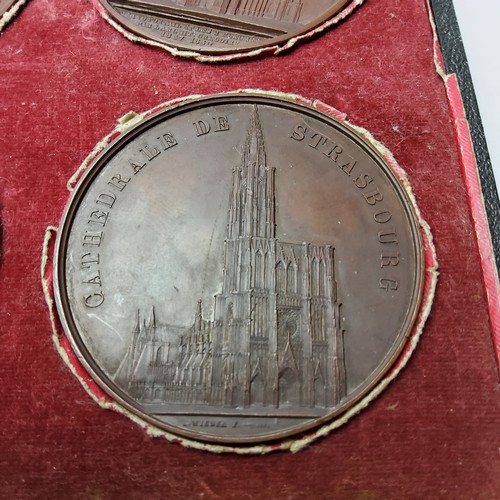 76 - Six bronze Architectural Medals by Jacques Wiener 59 mm. All by J. Wiener of Brussels depicting the ... 