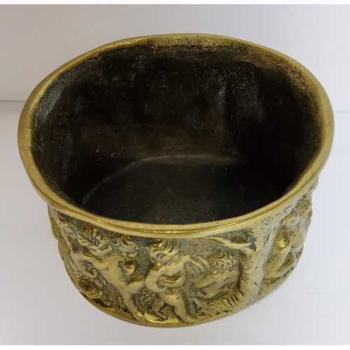 77A - An 18th century bronze English offertory pot, decorated in relief with Adam & Eve amongst putti,... 