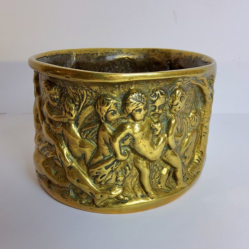 77A - An 18th century bronze English offertory pot, decorated in relief with Adam & Eve amongst putti,... 