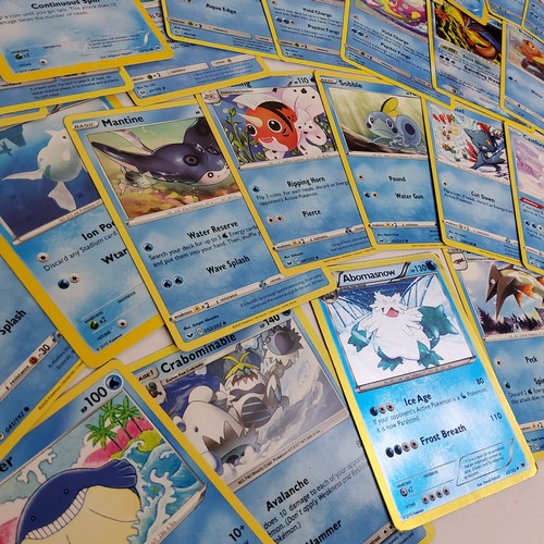 252 - Pokemon - Water Element including holographic 'shiny' Abomasnow, Crabominable, Barraskewda etc. qty