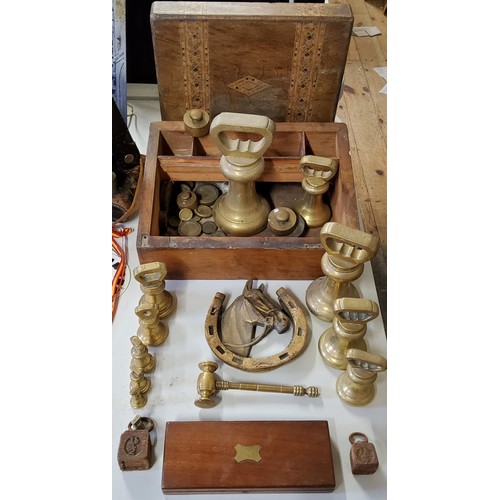 271 - Boxes & Objects - various Victorian Avery solid brass balance weights qty.; others; Tunbridge wa... 