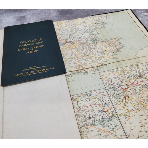 56 - GEOGRAPHIA. Railway Map of Great Britain & Ulster 1923, folding, linen backed